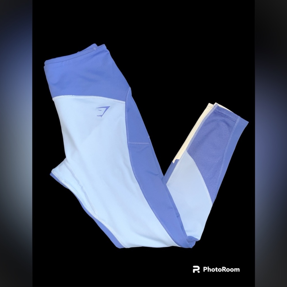 🦈 NWOT GYMSHARK PULSE MESH LEGGINGS - Court Blue/Moonstone Blue/White - Sz LRG